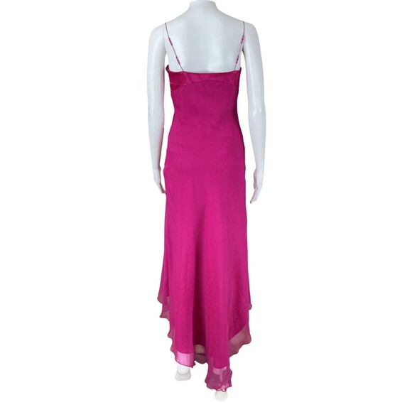 Vintage Silk Slip Dress Size 2 Pink Rhinestone Asymmetric Shelli Seagal Y2K 90s - Picture 10 of 16